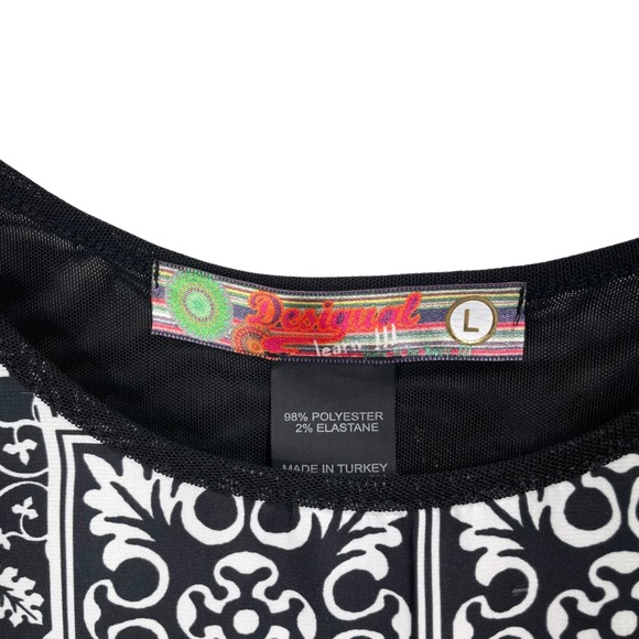 Desigual Mandala Floral print Long-Sleeve Top Blouse Size L artsy boho whimsical - Picture 5 of 9